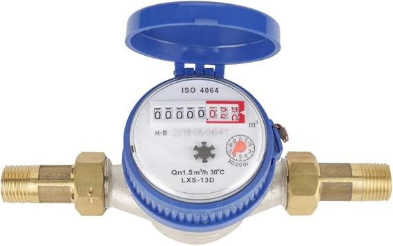 DEWIN Water Flow Meter - Water Meter Flow Meter 1/2 inch Cold Water Meter with Fittings for Garden Home Usage 15mm