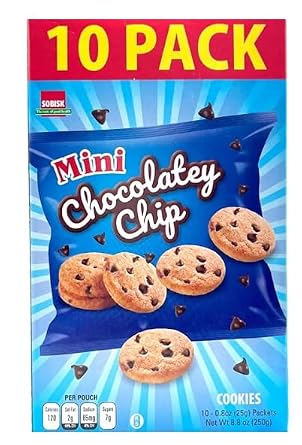 Sobisk Mini Chocolatey Chip Cookies 10 pack - Tiny cookies, big flavorperfect for quick snacks or sharing.