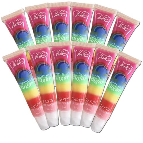 VeniCare Rainbows Sugar Crystal Shiny Clear tasty Lip Gloss Moisturizing for Lip Care and Dry Lips 3 Pack