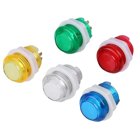 5PC 5V 24mm Jumbo LED Illuminated Push Button Self-resetting Push Button Switch with Microswitch for Operated Game Projects