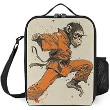 Insulated Lunch Bag Lunch Box for Woman Man Orange Shirt Monkey Lunchbox Lunch Tote Bag for Work