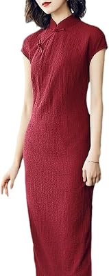 Womens Chinese Dress - Summer Traditional Chinese Cheongsam Women Girls Cotton Linen Retro Dress Qipao Bodycon