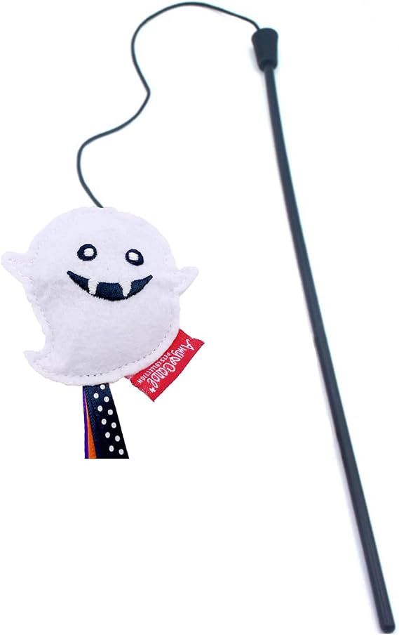 HDKUW 1PC Halloween Cat Toys,Luminous Interactive Cat Teaser Stick Toy,Cat Wand Toy for Indoor Cats to Chase and Exercise Ghost