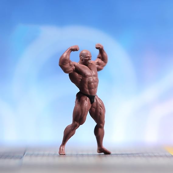 Bodybuilder Figure Model Miniature, 1/64 Scale African Muscle Man Figurine, Black Muscle Male Figure Model Miniatures, Fitness Guy Figurine, Naked Strong Fitness Male Model