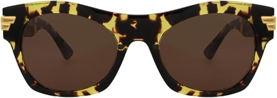 Bottega Veneta Square/Rectangle Sunglasses Havana Havana Brown Luxury Eyewear Made In Japan Acetate Frame Designer Fashion for Everyday Luxury