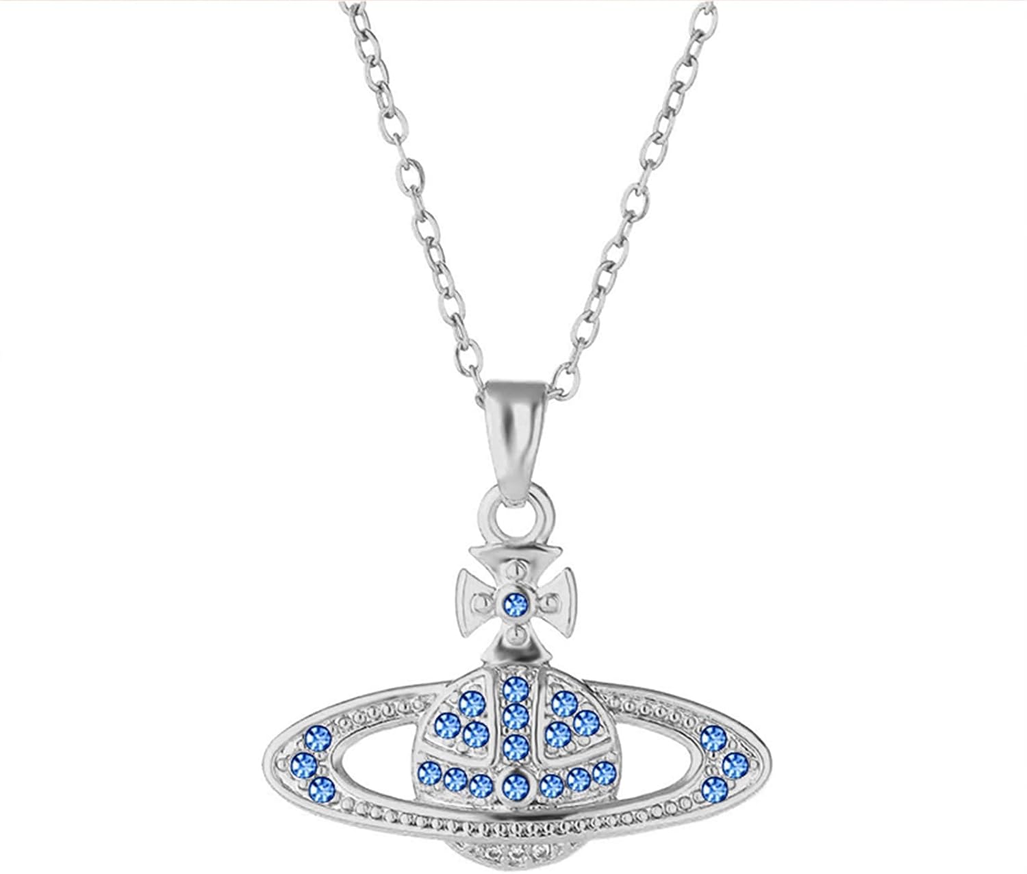 coadipress Planet Pendant Saturn Necklace for Women Ladies Rhinestone Crystal Y2k Aesthetic Pendant Necklace Best Friend Wedding Birthday Anniversary Jewelry Gift