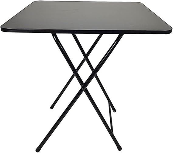 Square Folding Table for 4 Person Foldable Dinner Table Square Solid MDF Home office Study Computer Desk Home Improvement Portable Picnic Tables for Indoor Outdoor Parties, Camping Black