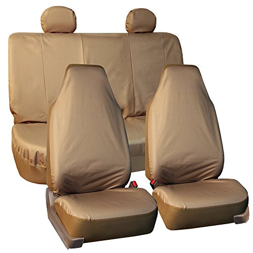 FH Group Universal Fit Rugged Oxford Waterproof Automotive Seat Covers fits Most Cars, SUVs, and Trucks Full Set High Back Water Resistant Beige