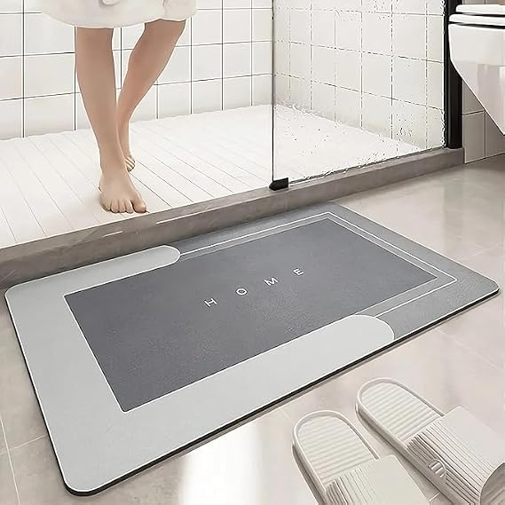 Bath Mat, Super Absorbent Bathroom Rug, Non-Slip Bathroom Mat, Washable Bathmat for Shower, Bathtub & Floor, Rubber-Backed Bath Rug