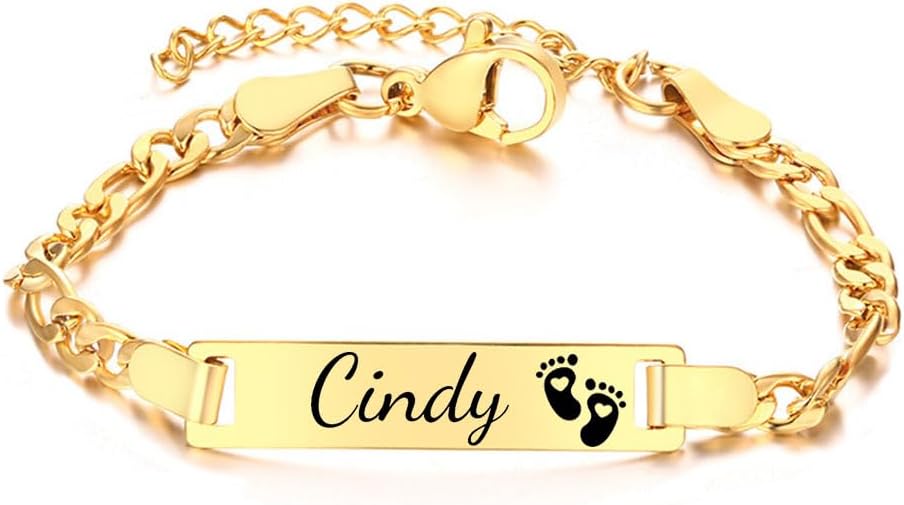 Baby Bracelets for Infant Girls 14k Gold Baby Name Bracelet Custom Gold Bracelets for Kids Newborn First Birthday Gifts for Girls Jewelry Children Bracelets for Little Girls,0-6 Years
