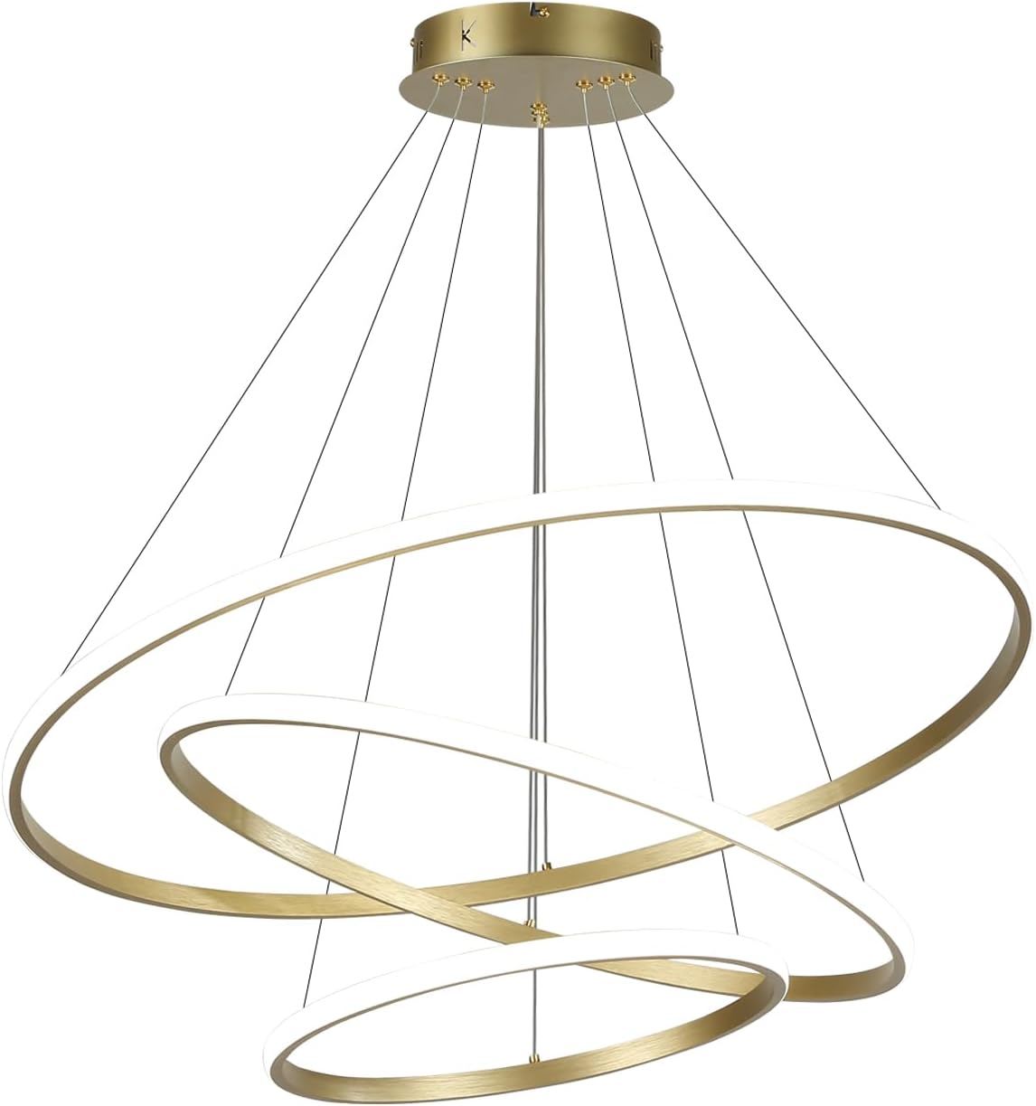 Led Pendant Light,Dimmable 3 Ring Acrylic Chandelier Lighting Fixture,Gold adjustable Chandeliers For Kitchen Island Dining Room Living Room Bedroom Foyer Hanging 406080Cm15.723.631.5In [Energy Class F]