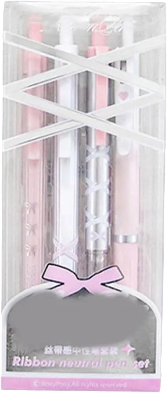 4 Pcs Ballet Strap Bows Gel Pen Retractable Neutral Pen 0.5mm Stationery Pen Writing Pen Gel Inks Pen Journaling Pen