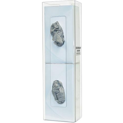 Glove Box Dispenser - Double - Space Saver Holds Two Boxes of Gloves Two-Way Keyholes for Vertical or Horizontal Wall mounting Clear PETG Plastic Made in The USA Dims: 4.08L x 5.7W x 20.10H