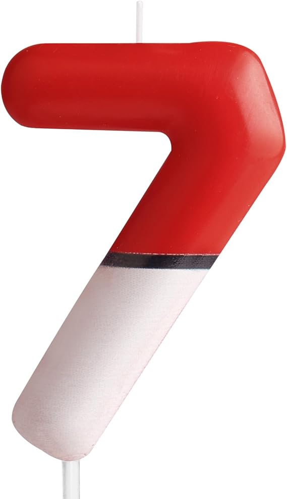 Zi Lan Red White Birthday Cake Candle Anime Number 7 Candles 7th Birthday Cake Topper for Cartoon Theme Party Anime Decorations Supplies Favors Gifts