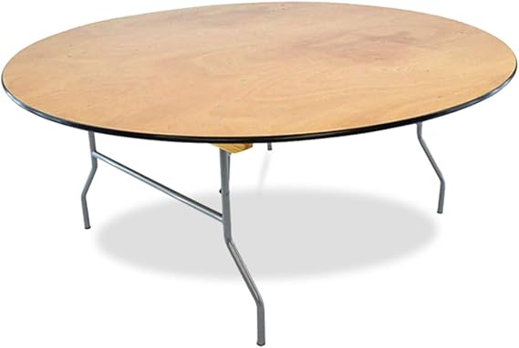 EventStable Titan Series 60in Round Wood Folding Table, 5 Pack | Durable Wood Top, 16-Gauge Steel Legs, Vinyl Bullnose Edge, Non-Marring Glides, and Reliable Indoor or Outdoor Performance