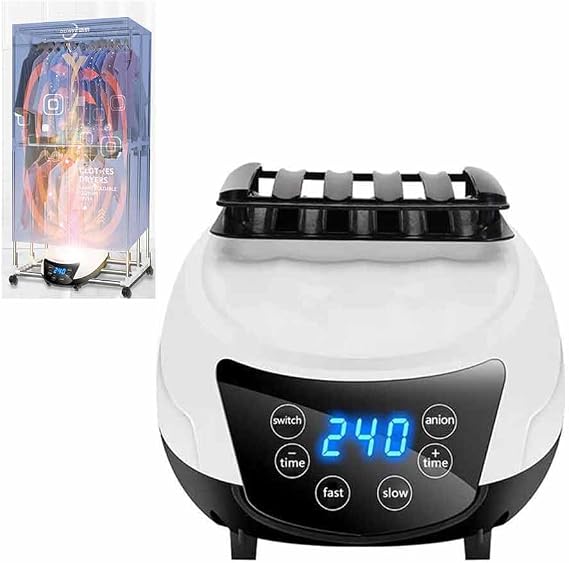 Electric Clothes Dryer, Portable Mini Electric Clothes Dryer Indoor Outdoor - 1500W Silent Heated Clothes Airer Dryer with Remote Control Touch Mode, 240-minute timer for Home Laundry Travel Hotel
