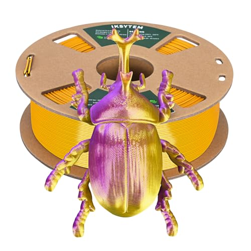 3D Printer Filament, Dual Color 3D Filament Gold Purple, Silk PLA Filament 1.75mm, Fit Most FDM 3D Printer, 3D Printing Filament -0.03mm, 1kg2.2lbs PLA Spool