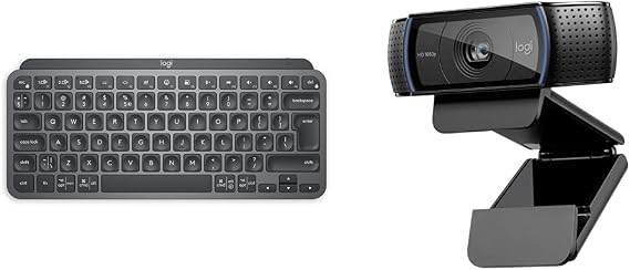 Logitech MX Keys Mini Minimalist Wireless Illuminated Keyboard, Compact, Bluetooth, Backlit, USB-C & C920 HD Pro Webcam, Streaming, Full HD 1080p/30fps Video Calling, Clear Stereo Audio