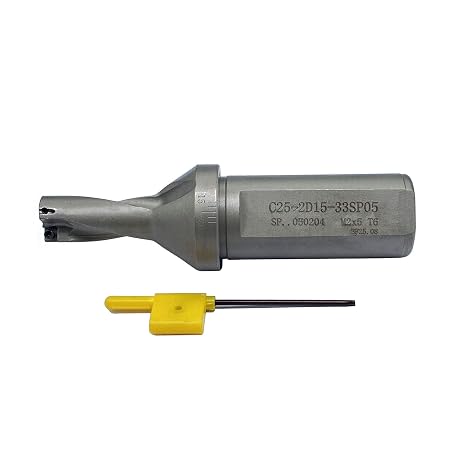 GBJ 15mm/0.59" Drilling Size C25-15-2D for SPMG050204 25mm Shank for SPMG Indexable U Drill Inserts Holder Fast Water Jet Drill Violent Drill SP Series (Silver, 15-C25-2D-SP05)