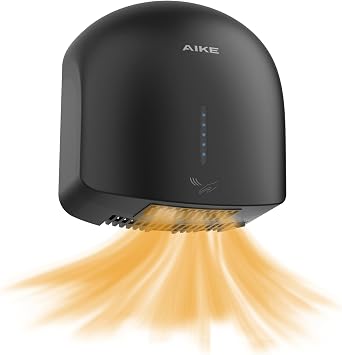AIKE GentleAir Warm Hand Dryer,Low Noise Perfect for Home Bathrooms,Black Cover AC110V-130V,Model AK2637