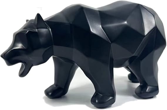 SMRTHMRT Abstract Geometric Sculptures,Creative Animals/Bear Statues Collectible Figurines for Home Office Decor Yards Garden Ornaments (Black)