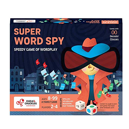 Chalk and Chuckles Super Word Spy - Fun Family Word Game, Kids and Adults Age 8 and Up 8-99 Yrs, Educational Board Games for Girls, Boys 10 Years
