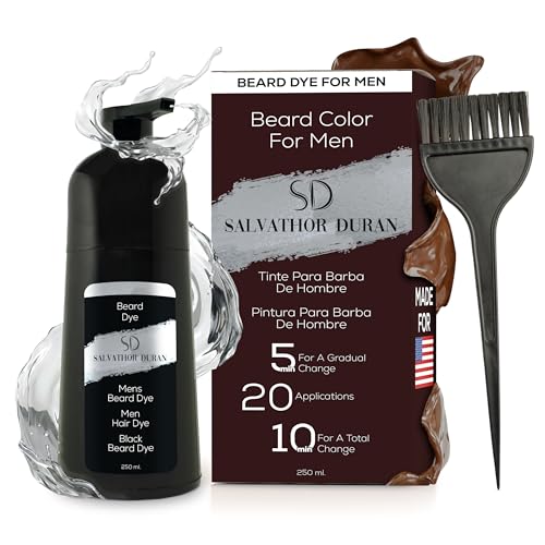 Beard Dye for Men - Beard Dye - Mustache & Beard Coloring Kit for Gray Hair with Brush Black, 250 ml.
