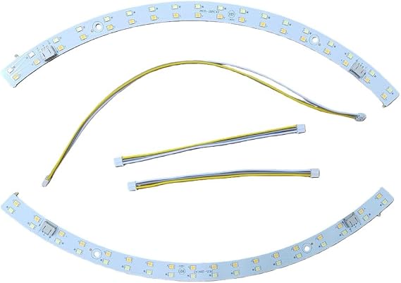 Curved Semicircular LED Light Strip Ceiling Fan, Mount for Replacement Module, 18W/27W/36W Tri-Colour Options, Transparent Plastic Housing