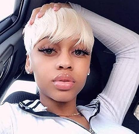 Short Pixie Cut Wigs with Bangs Synthetic Wigs for Black Women Short White Wigs for Women