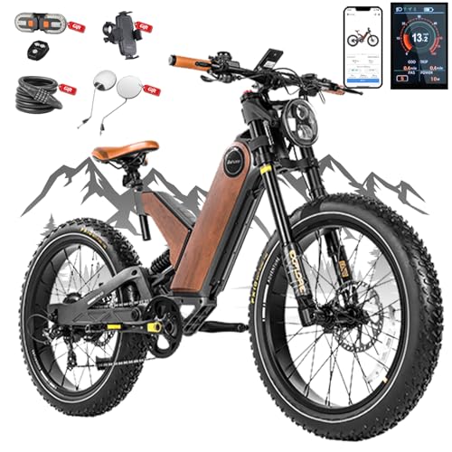 eAhora P5 II 34Mph Peak 1700W Electric Bike for Adults, 48V 20Ah Removable Battery, 80-120Miles Long Range Ebike, 244.0 Fat Tire Electric Mountain Bike, Full Suspension, Unibody Magnesium Alloy Frame