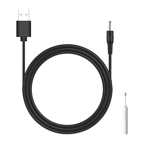 USB Charger Cable Electric Toothbrush, DC 3.5 x 1.35mm DC Jack Compatible with FWP11 FW-508 FW-507 FW-917, SG-508 D1 D3 D7 D8 E6 E10 E11 P11 Plus Pro TB-508 1M Charging Cable Replacement (1)