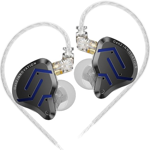 KZ ZSN PRO 2 HiFi IEM Earbud, Dynamic Driver and Balanced Armature Hybrid in-Ear Headphone,KZ Heavy Bass Music Wired Earphone (Glare Blue, Without mic)