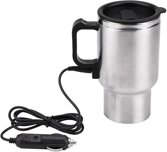 Electric Tea Kettle, Car Electric Kettle, 12V 450ml Stainless Steel Electric In-car Travel Heating Cup, Auto Shut Off Travel Kettle Car Water Heater for Hot Water Tea Coffee Making(just keep 65C warm)