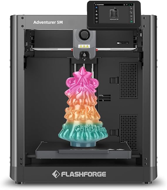 FLASHFORGE Adventurer 5M 3D Printer, 600mm/s High Speed Printing, Fully Auto Leveling Printer with Quick Detachable 280℃ Direct Extruder, Vibration Compensation, Large Printing Size 220 * 220 * 220mm