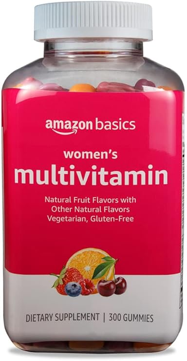 Amazon Basics Women's Multivitamin, Mixed Berry Flavor, Vegetarian & Gluten-Free, 300 Gummies (150 Servings) (Previously Solimo)