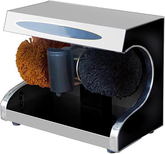 Small Fully Automatic Shoe Polisher, Sensor-Operated Electric Leather Shoe Brush, Shoe Polishing Cleaner with 2 Brush Heads, Leather Shoe Cleaning Kit,Silver
