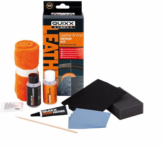 QUIXX 10259 Black Leather & Vinyl Repair Kit; Repairs Your Worn or Torn Open Surfaces Made of Black Leather or Vinyl. Use for Your Automobile, Motorcycle, or Boat