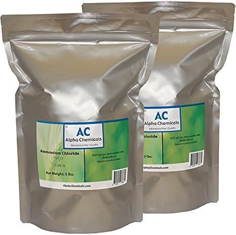 Ammonium Chloride - NH4Cl - 26-0-0 Fertilizer - 10 Pounds (2-5 lb Bags)