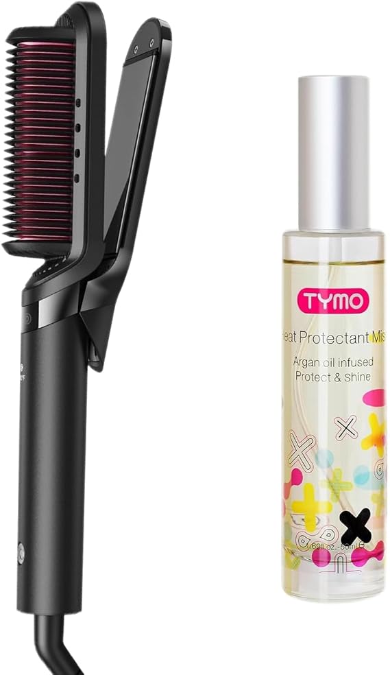 TYMO FLIPRO Flat Iron & Heat Protectant Spray for Hair, Smooth & Sleek Styling + Heat Protection, 2-Step Straightening Kit for Frizz Control, Adds Shine & Helps Prevent Heat Damage