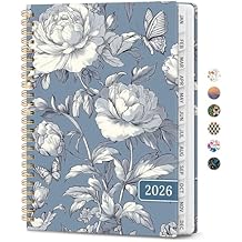 2026 Planner, Weekly and Monthly Calendar Planner for Women, Jan 2026 - Dec 2026, Hardcover Planning Agenda book with Tabs, Spiral Bound, Inner Pocket, Perfect for School Office Supplies, 6.3" x 8.5" - Butterfly Peony