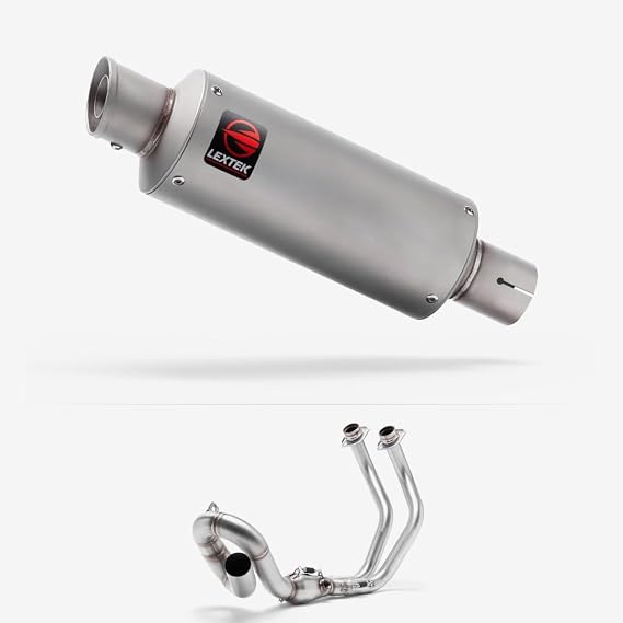 Lextek Stainless Steel Matt GP1 240mm Low Level Exhaust System compatible with Yamaha MT-07/XSR 700 (14-24)