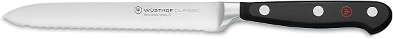 WUSTHOF Classic 5" Serrated Utility Knife, Black