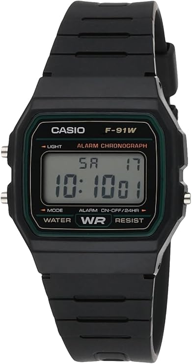 Casio F-91W-3DG Black Wrist Watch, Strap