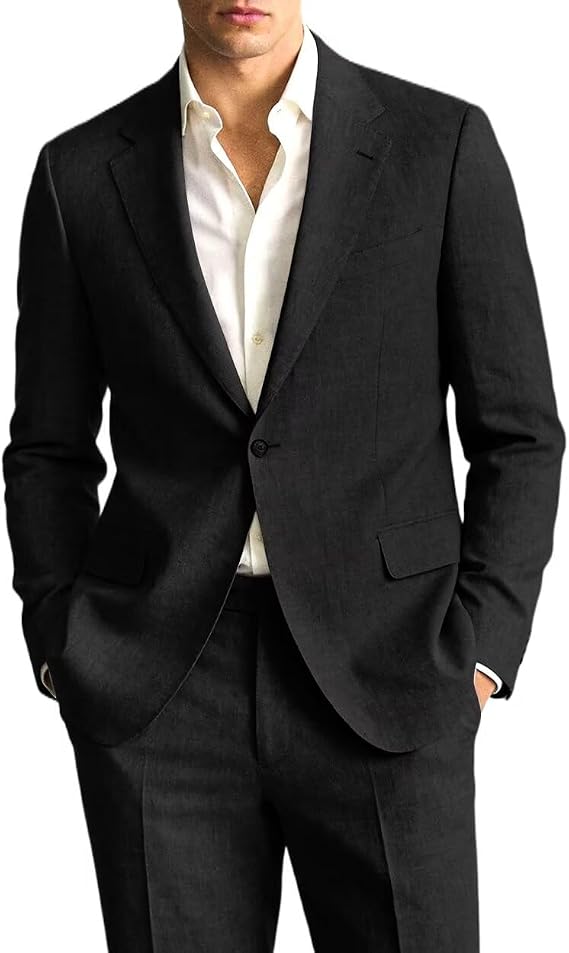 Lightweight Mens Suit 2 Piece Slim Fit Set Light Weight Casual Tux Sets Wedding Prom Blazer Jacket Pants Suits for Men