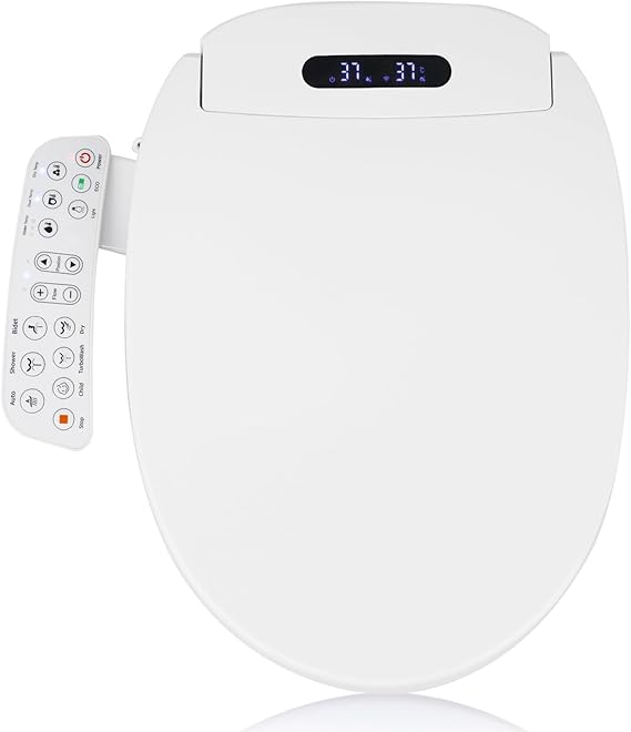 Bidet Toilet Seat Elongated - Toilet Seat Bidet with Dryer and Warm Water, Temperature Controlled Wash, Smart Touch Panel, Nightlight, Slow Close