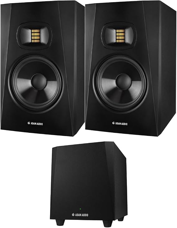 Adam Audio Professional T-Series T7V 7" 70W 2-Way Active Nearfield Monitor, Pair, Bundle with T10S 10" 130W Subwoofer