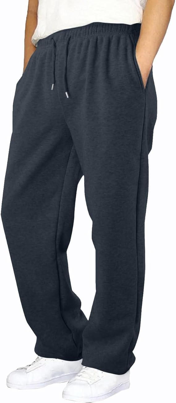 NetSetUK Joggers for Men UK Tracksuit Jogging Bottoms Men’s Fleece Joggers Open-Hem Sweatpants with Pockets Drawstring Trousers Gym Workout