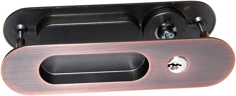 LWZH 6.3 Sliding Barn Door Mortise Latch Lock Invisible Recessed Handle Latch with 3 Keys Interior Wood Pocket Door Lock Furniture HardwareRed Bronze