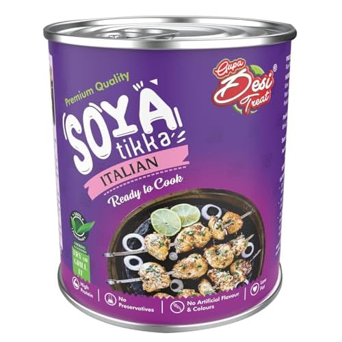 Desi Treat SOYA Tikka with Italian Herbs | Plant-Based Ready to Cook Snack | High Protein & Flavorful Vegetarian Appetizer | Ideal for Grilling, Air Frying & Pan Cooking 800g Pack