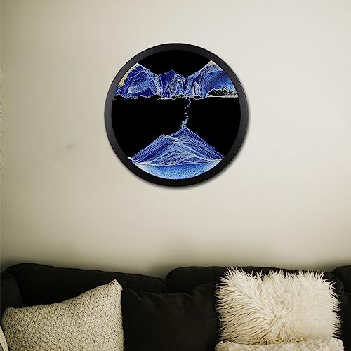 23.6 Moving Sand Art Wall Decor, 360 Rotatable Sand Wall Art Sand Art Picture Mounted Moving Sand Art Liquid Motion Hanging Deep Sea Moving Sand Pictures Art Relaxing Mood Home Office Work Decor